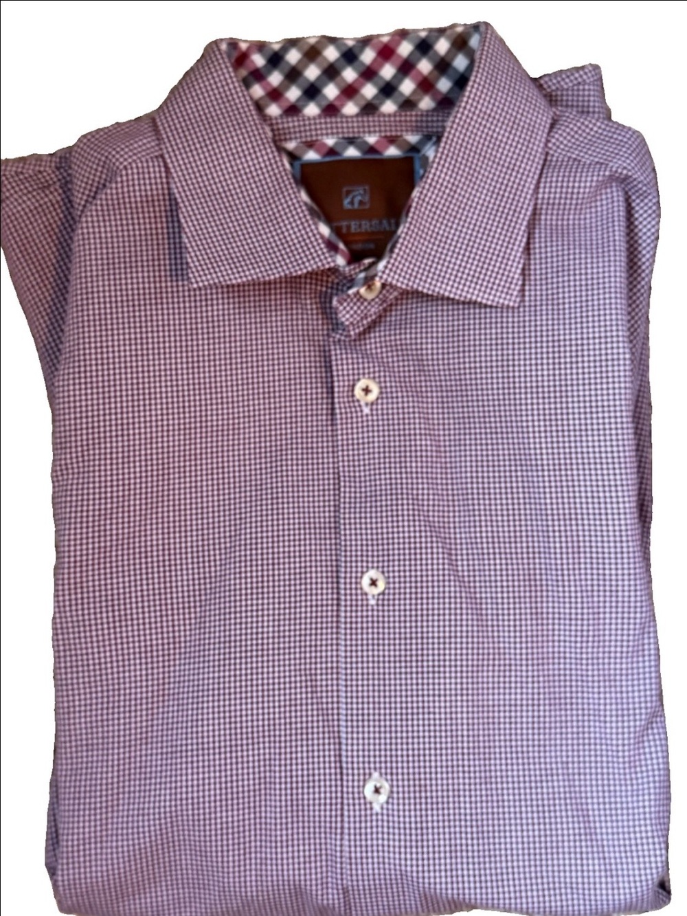 James Tattersall London Check Shirt 17 34/35 Red Long Sleeve Button Up Classy